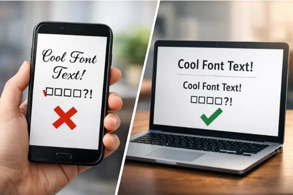 Why some fancy fonts do not work on certain apps or devices