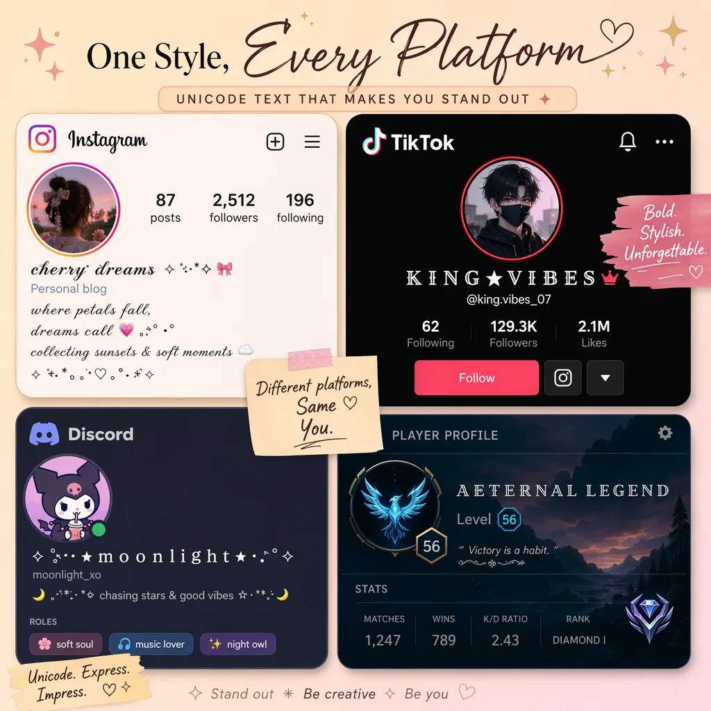 Fancy text examples for social media bios and usernames