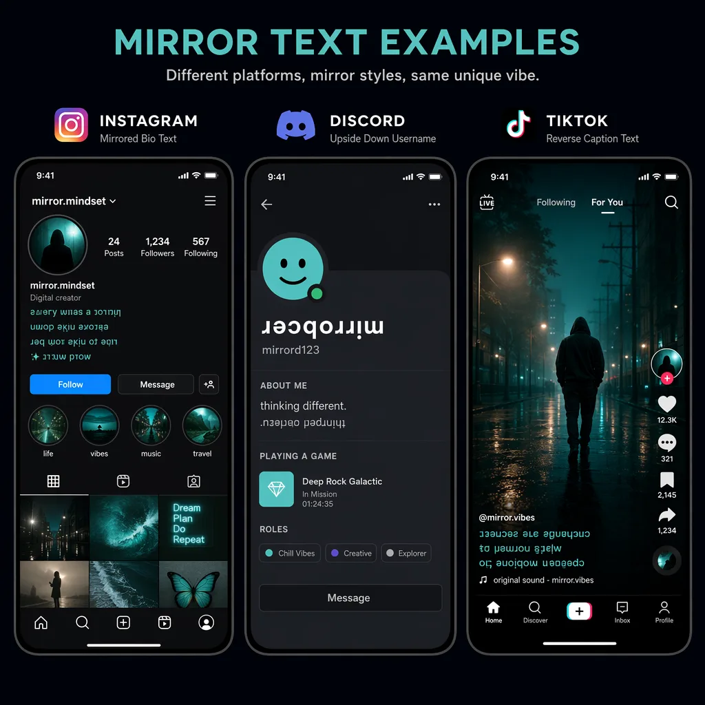 Mirror text use cases for social media bios and gaming profiles