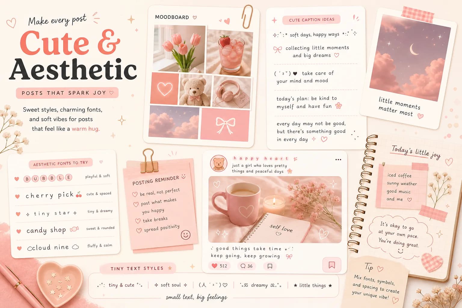 Use stylish fonts in cute and aesthetic posts