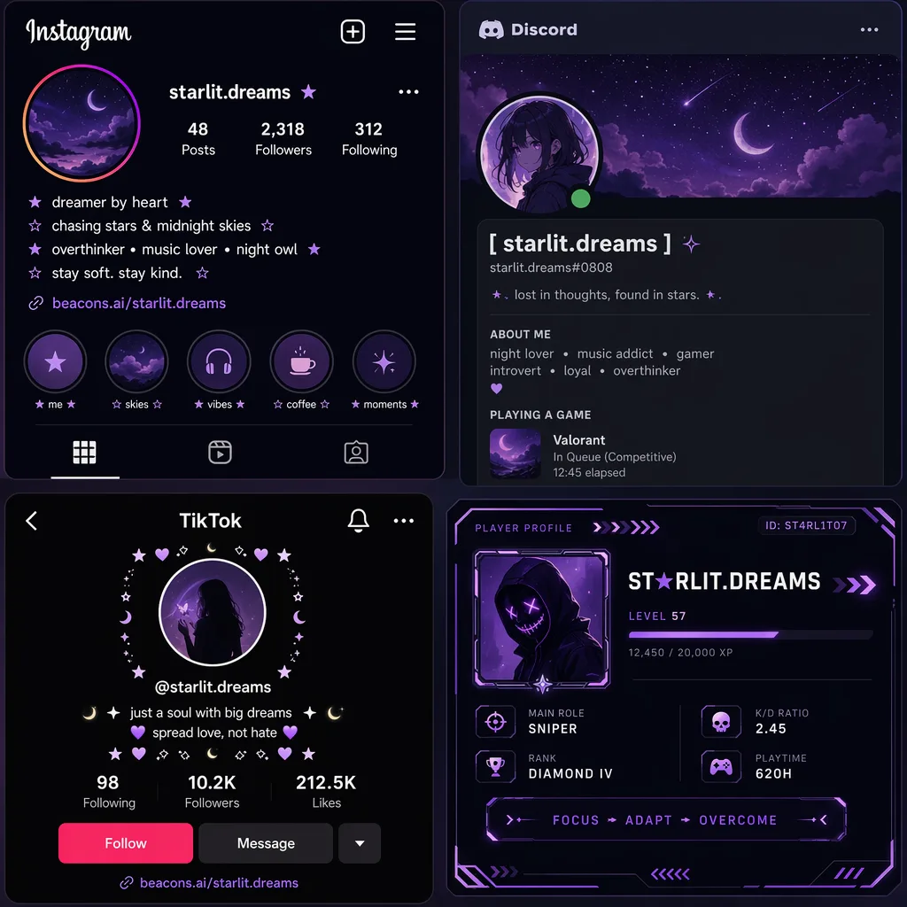 Symbol text use cases for social media bios and usernames
