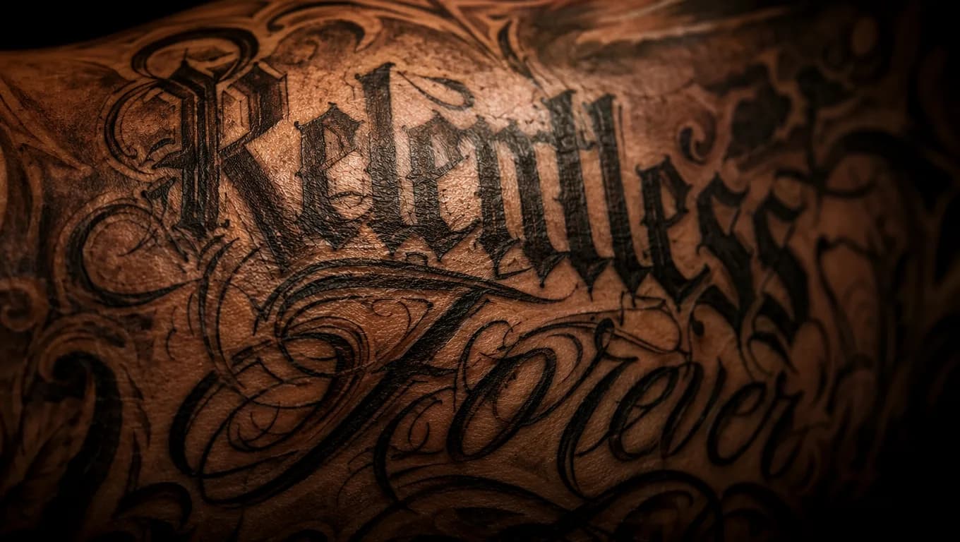 Tattoo font generator preview with script and gothic lettering