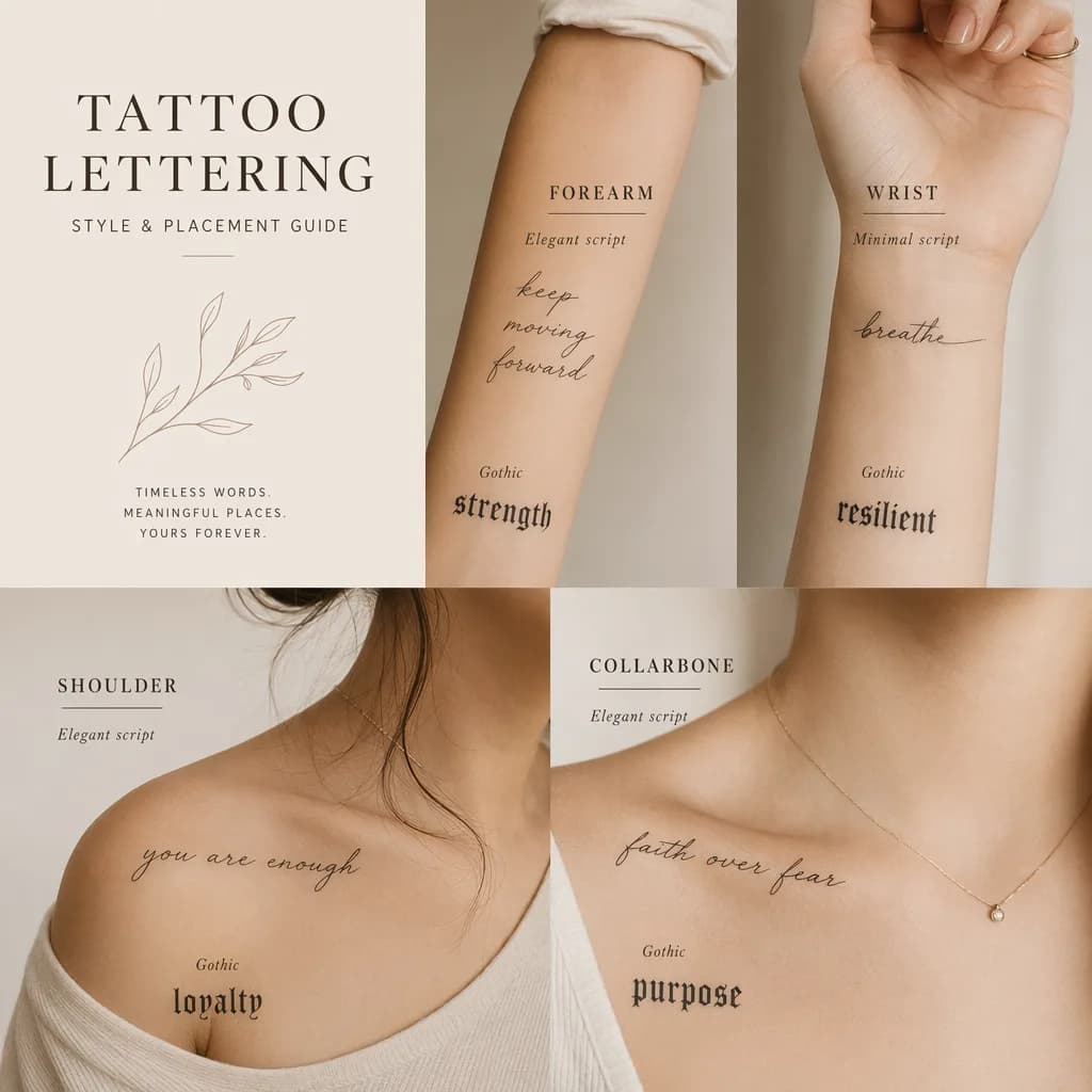Tattoo font style suggestions for different body placements